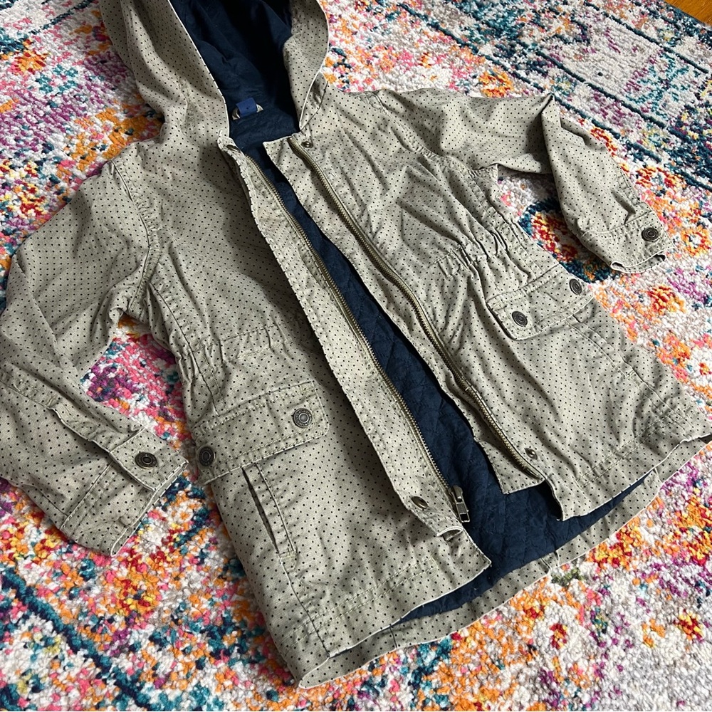 Baby Gap 100%‎ Cotton Olive Green Anorak Jacket with Polka Dots, Size 5 - Picture 2 of 10
